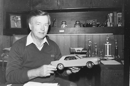 Ralph Daniel with Model of 1966 Mustang