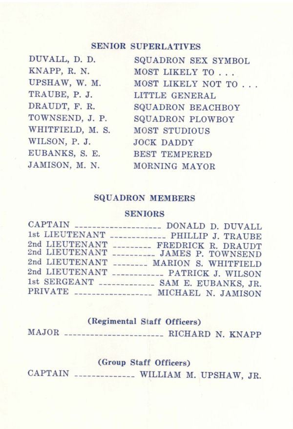 D Squadron, VTCC, 1967 Banquet Program